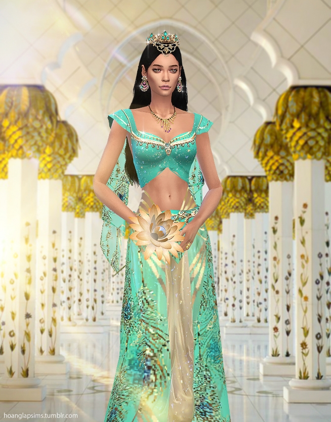 Princess Jasmine full body outfit and crown at HoangLap’s Sims » Sims 4