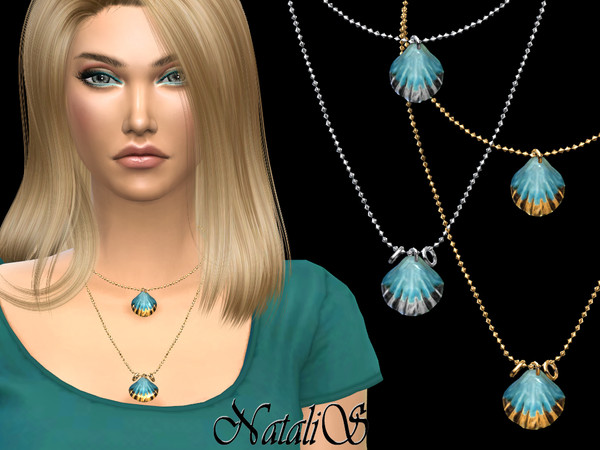 Sims 4 Seashell double necklace by NataliS at TSR