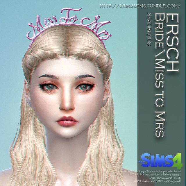 Sims 4 Bride/Miss to Mrs Headbands at ErSch Sims