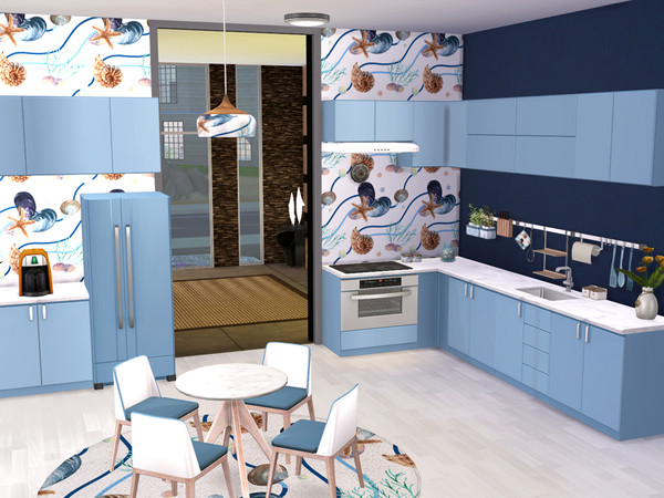 Sims 4 Coastal Life Kitchen Pt II by neinahpets at TSR