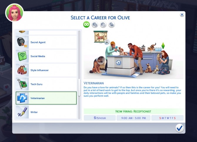 Sims 4 Veterinarian Career Compatible with patch 1.53 by pocketpxls at Mod The Sims