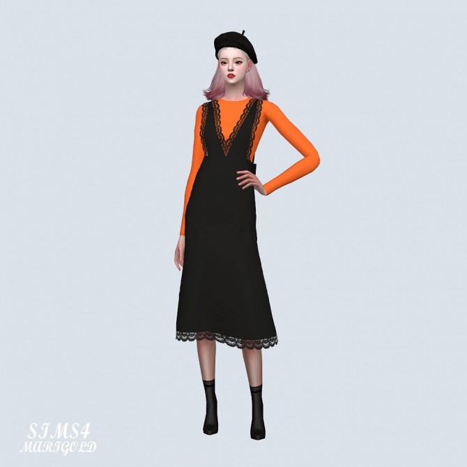 Sims 4 Lace Point Long Dress With T (P) at Marigold