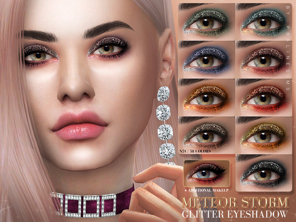 Sims 4 METEOR STORM Glitter Eyeshadow N74 by Pralinesims at TSR
