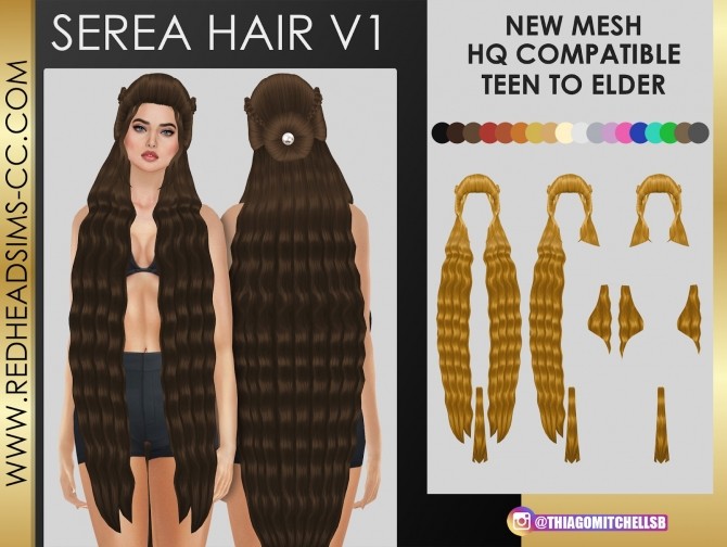 Sims 4 SEREA HAIR  by Thiago Mitchell at REDHEADSIMS