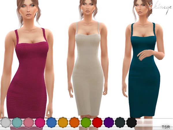 Sims 4 Sleeveless Crochet Midi Dress by ekinege at TSR