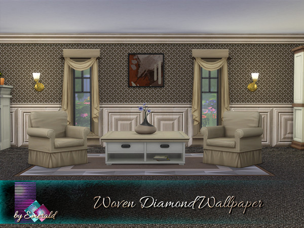 Sims 4 Woven Diamond Wallpaper by emerald at TSR