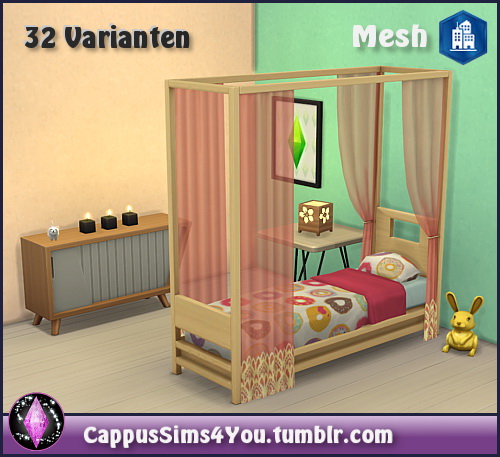 Sims 4 Bed frame Himmelbett Single at CappusSims4You