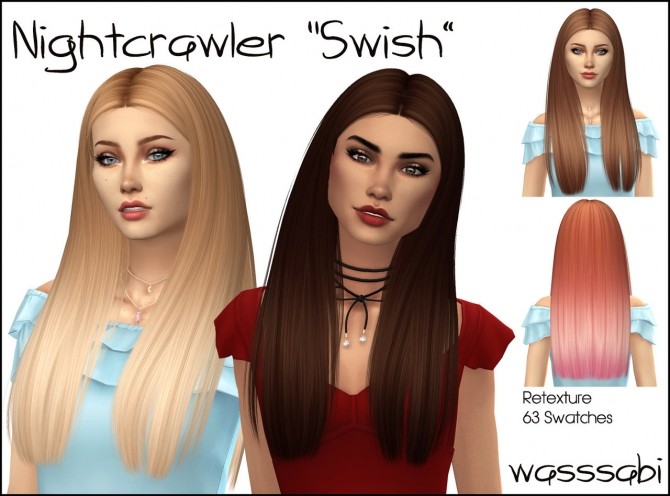Sims 4 Nightcrawler Swish hair retexture at Wasssabi Sims