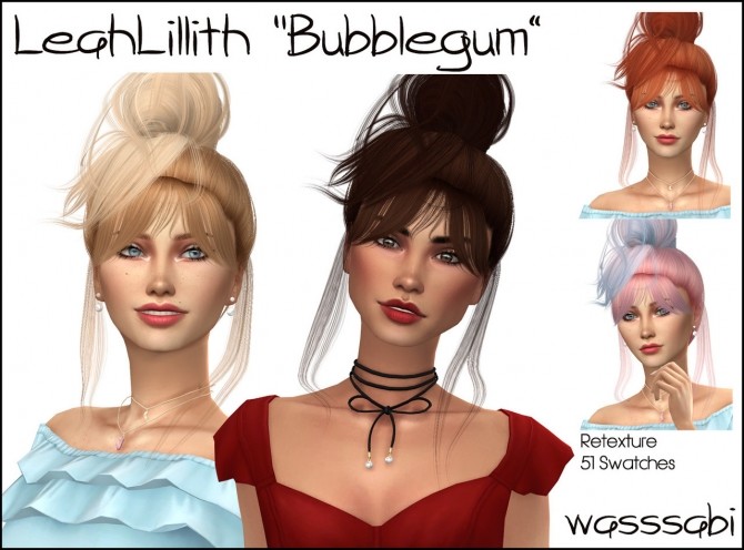 Sims 4 LeahLilliths Bubblegum hair retextured at Wasssabi Sims