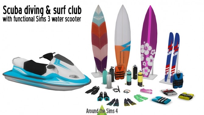 Sims 4 Scuba diving & surf club set by Sandy at Around the Sims 4