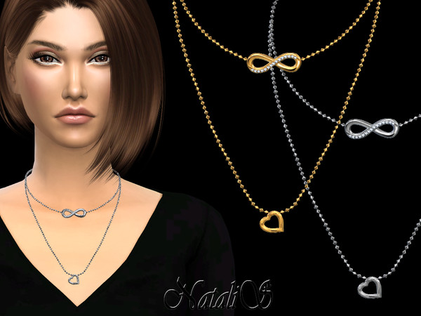 Sims 4 Infinity double chain necklace by NataliS at TSR