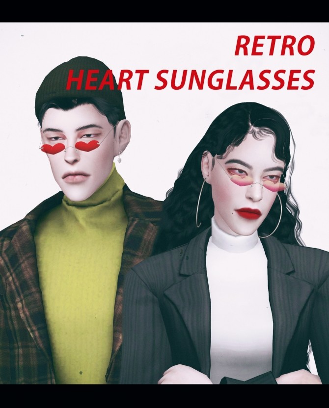Sims 4 FM&M retro heart sunglasses at Bedisfull – iridescent