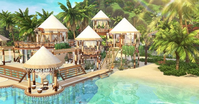Sims 4 White Sandy beach build at HoangLap’s Sims