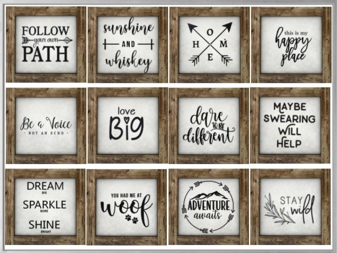 Sims 4 Mini Rustic Table Signs at Simthing New