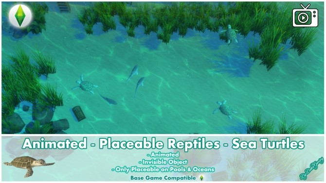 Sims 4 Animated Placeable Reptiles   Sea Turtles by Bakie at Mod The Sims