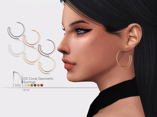 Sims 4 DS Circle Geometric Earrings by DarkNighTt at TSR