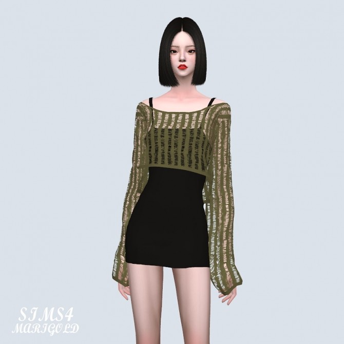 Sims 4 Crop Summer Sweater With Mini Dress (P) at Marigold