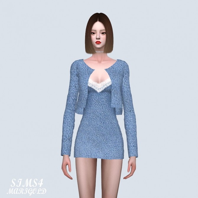 Sims 4 Lace Mini Dress With Cardigan (P) at Marigold