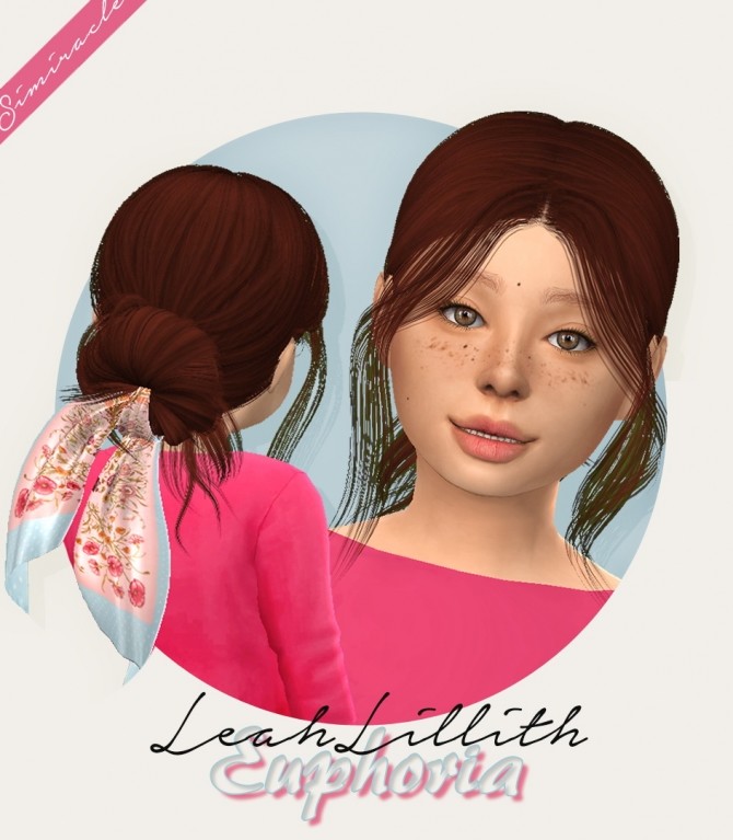 Sims 4 LeahLillith Euphoria hair + acc for kids at Simiracle
