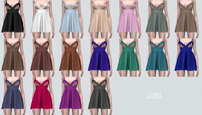 Sims 4 Embroidery Frill Mini Dress (P) at Marigold