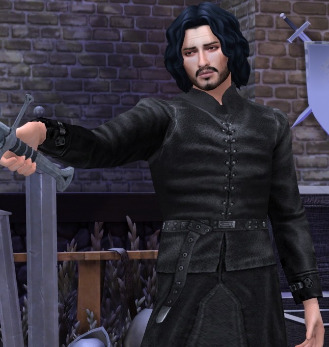 Sims 4 GoT The Nights Watch Take The Black Jon Snow Outfit by HIM666 at Mod The Sims