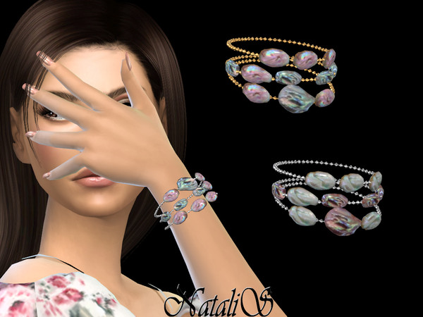 Sims 4 Mother of pearl beads braсelet by NataliS at TSR