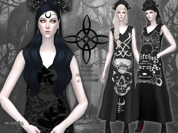 Sims 4 OHRA Witch Maxi Dress by Helsoseira at TSR