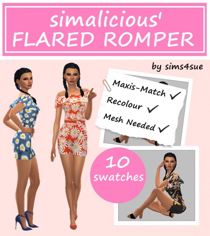 Sims 4 SIMALICIOUS’ FRILLED ROMPER RECOLOUR at Sims4Sue