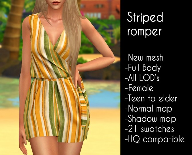 Sims 4 Striped romper at LazyEyelids