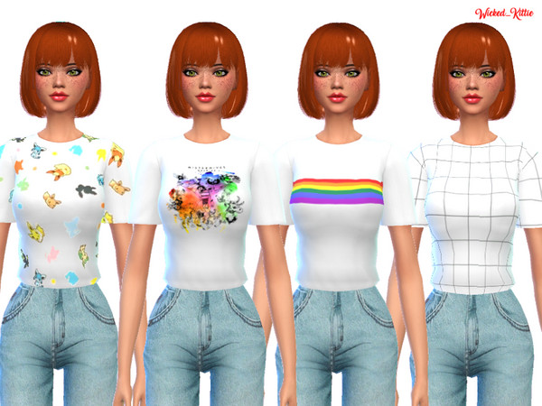 Sims 4 Snazzy Tucked Tees by Wicked Kittie at TSR