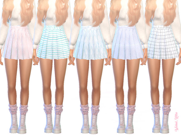 Sims 4 Pastel Pleated Skirts by Wicked Kittie at TSR