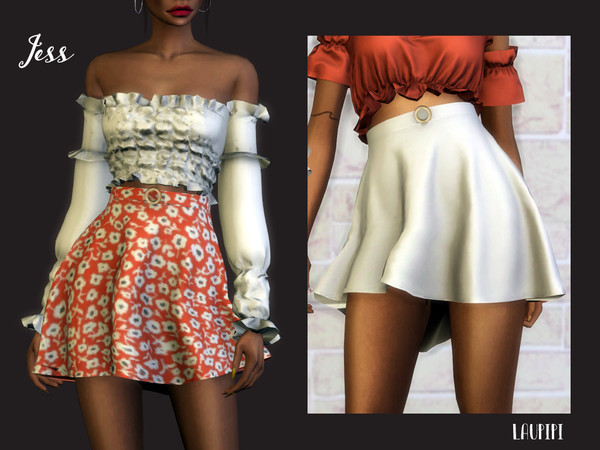 Sims 4 Jess high waisted skirt with belt by laupipi at TSR