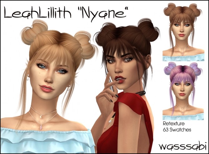 Sims 4 LeahLillith Nyane hair retextured at Wasssabi Sims