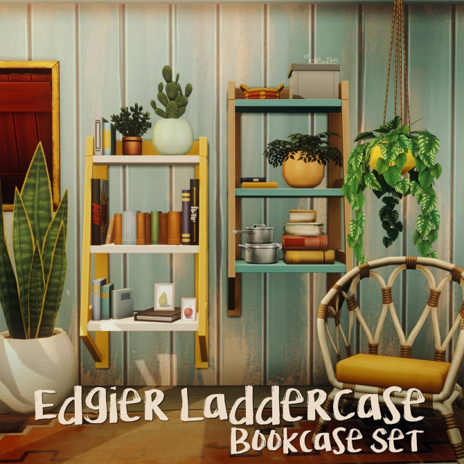 EDGIER LADDERCASE BOOKCASE SET at Picture Amoebae » Sims 4 Updates