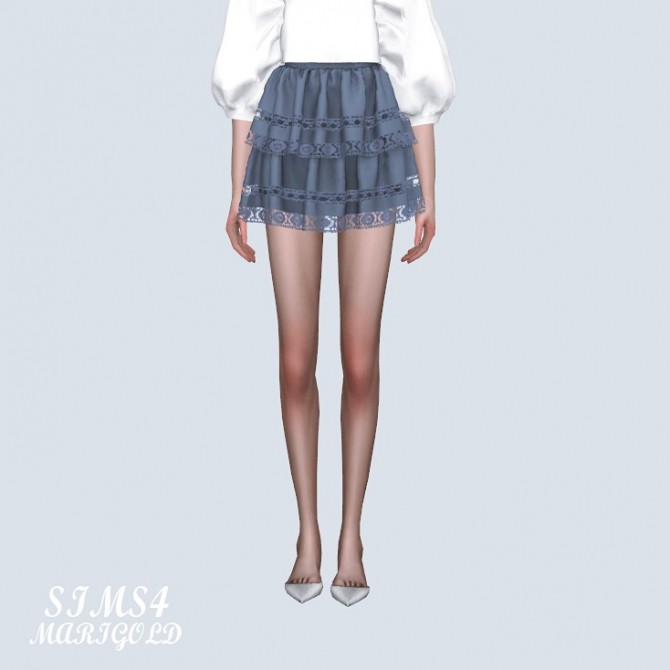 Sims 4 Lace Ribbon Tiered Skirt (P) at Marigold