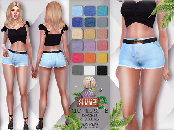 Sims 4 Clothes SET 16 denim shorts BD72 by busra tr at TSR