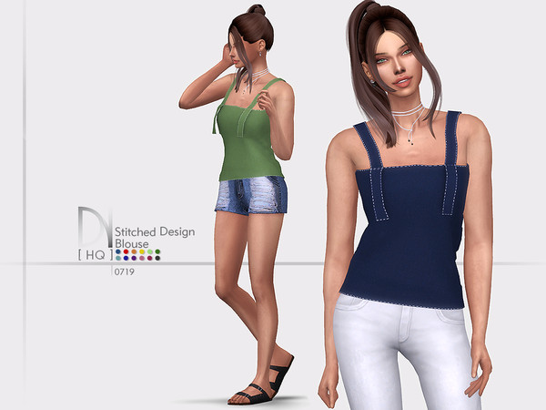 Sims 4 Stitched Design Blouse by DarkNighTt at TSR