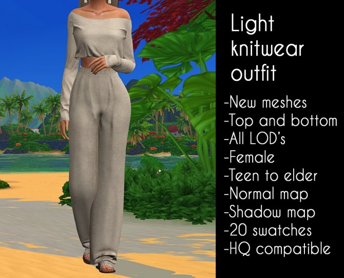 Sims 4 Light knitwear outfit at LazyEyelids