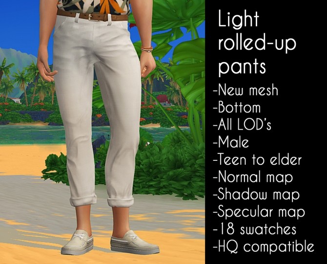 Sims 4 Light rolled up pants at LazyEyelids