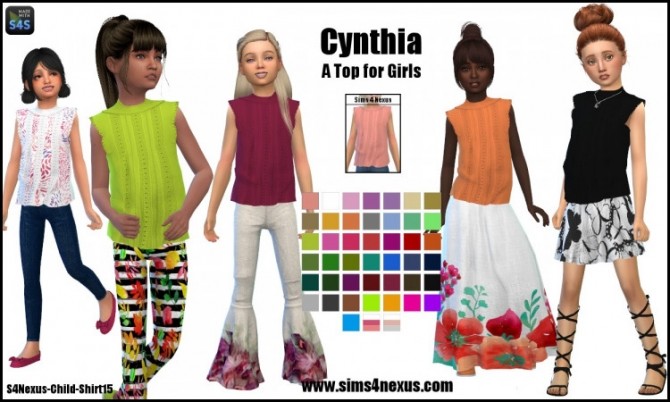 Sims 4 Cynthia top for girls by SamanthaGump at Sims 4 Nexus