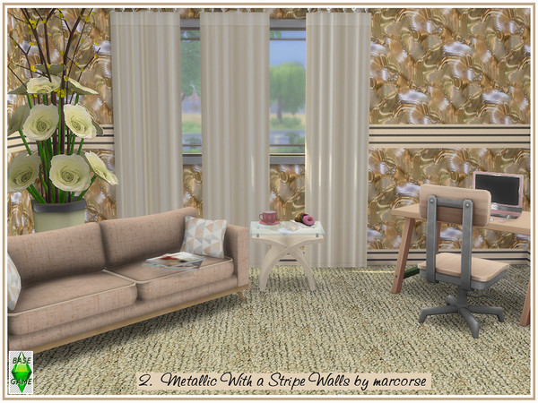 Sims 4 Metallic With a Stripe Walls by marcorse at TSR
