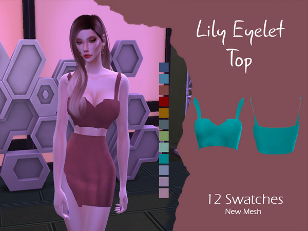Sims 4 LMCS Lily Eyelet Top by Lisaminicatsims at TSR
