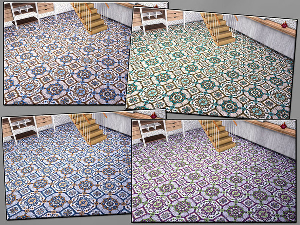 Sims 4 MB Neat Hallway Vintage 9 tiles by matomibotaki at TSR
