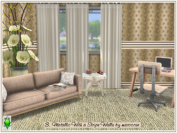 Sims 4 Metallic With a Stripe Walls by marcorse at TSR