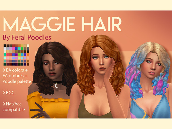 Sims 4 Maggie Hair by feralpoodles at TSR