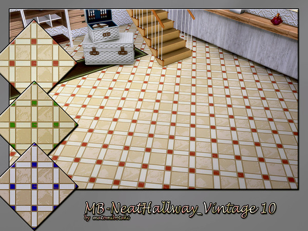 Sims 4 MB Neat Hallway Vintage 10 tile floor by matomibotaki at TSR