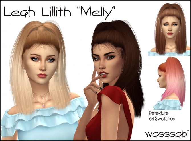 Sims 4 LeahLillith Melly hair retextured at Wasssabi Sims