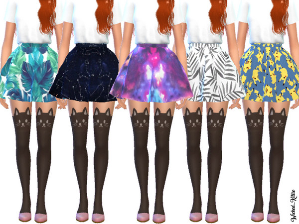Sims 4 Cute Flared Mini Skirts by Wicked Kittie at TSR