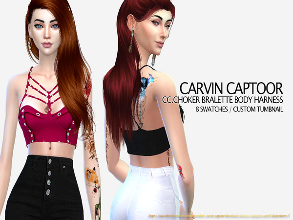 Sims 4 Choker bralette Body harness by carvin captoor at TSR
