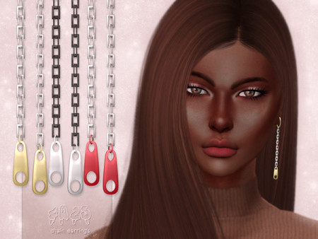 Chain Earrings by 4w25 Sims at TSR